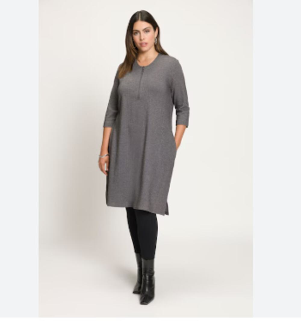 Ulla Popken Dark Gray Melange Stretch Knit Shift Dress Size 20/22